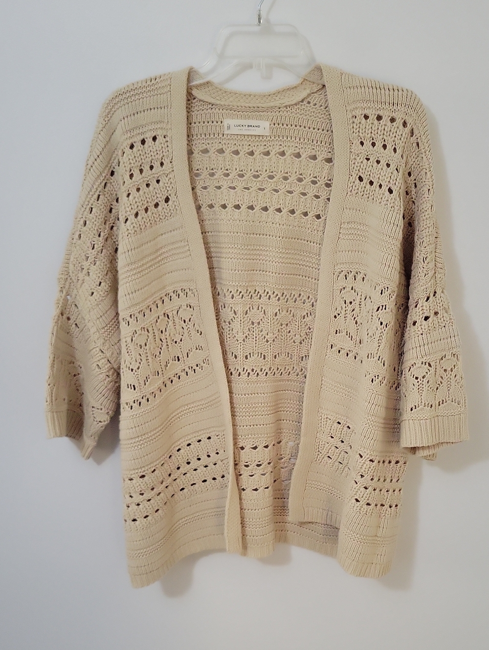 Lucky Brand Open-Knit Cardigan Sweater, Size Small